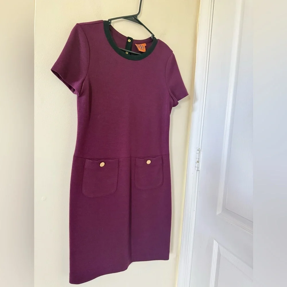 Tory Burch Anthea Burgundy Wool Shift Dress